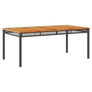 Stylish Black Outdoor Dining Table with Wood Top