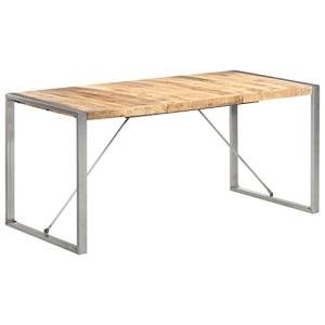 Solid Mango Wood Rectangular Dining Table - Industrial Style