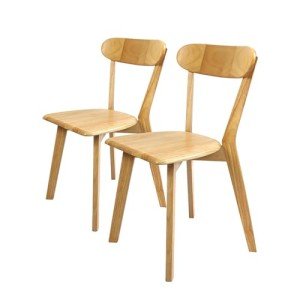 Set of 2 Wooden Dining Chairs - Casual Style