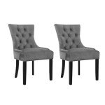 Grey Velvet Dining Chairs - Set of 2