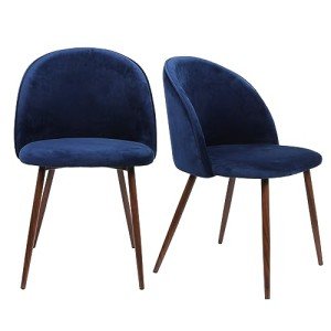 Velvet Dining Chairs Set of 2 - Navy