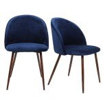 Velvet Dining Chairs Set of 2 - Navy