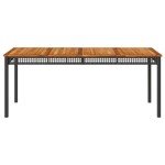 Stylish Black Outdoor Dining Table with Wood Top