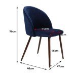 Velvet Dining Chairs Set of 2 - Navy