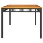 Stylish Black Outdoor Dining Table with Wood Top