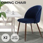 Velvet Dining Chairs Set of 2 - Navy