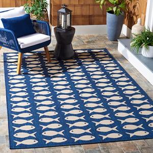 Safavieh Courtyard Navy Beige Outdoor Square Area Rug