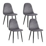 Set of 4 Grey Velvet Dining Chairs