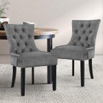 Grey Velvet Dining Chairs - Set of 2