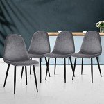 Set of 4 Grey Velvet Dining Chairs