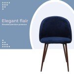 Velvet Dining Chairs Set of 2 - Navy