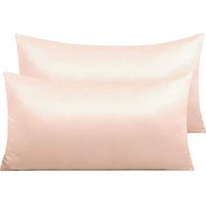 Pink Satin Cushion Covers Set of 2, 40 x 80 cm