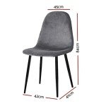 Set of 4 Grey Velvet Dining Chairs