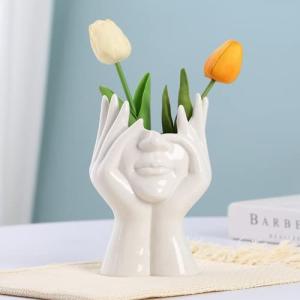 Modern White Ceramic Body Vase for Home Decor