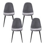 Set of 4 Grey Velvet Dining Chairs