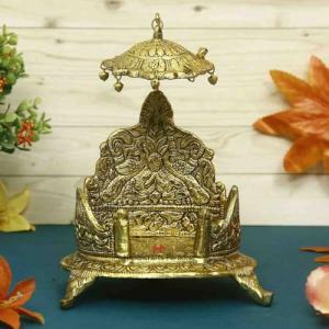 Golden Oval Shaped Metal Singhasan Decor