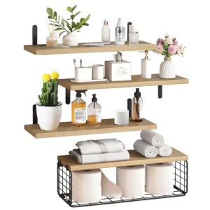 Light Brown Floating Shelves for Home Decor