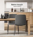 Set of 4 Grey PU Leather Dining Chairs