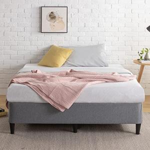 Dark Grey Upholstered Single Bed Frame by Zinus