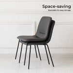 Set of 4 Grey PU Leather Dining Chairs