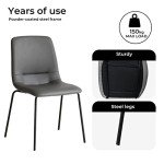 Set of 4 Grey PU Leather Dining Chairs