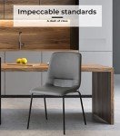 Set of 4 Grey PU Leather Dining Chairs