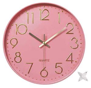 Silent Pink Round Wall Clock for Home Decor