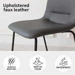 Set of 4 Grey PU Leather Dining Chairs