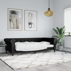 Black Faux Leather 2-in-1 Day Bed Sofa