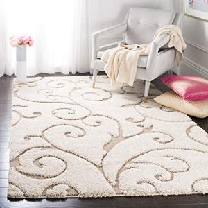 Cream and Beige Florida Shag Area Rug 0.9m x 1.5m