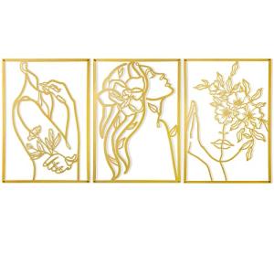 Gold Minimalist Metal Wall Art Set - 3 Pcs