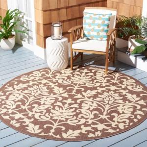 Safavieh Courtyard Chocolate Natural Round Area Rug