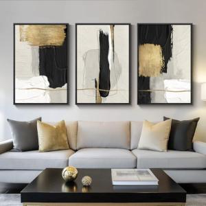 Large Black and White Abstract Canvas Art Set