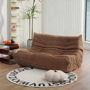 Mid-Century Armless Loveseat Sofa in Brown Sugar