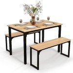 Giantex 3-Piece Farmhouse Dining Table Set for 4