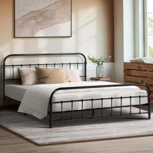 Oikiture Queen Metal Bed Frame with Storage