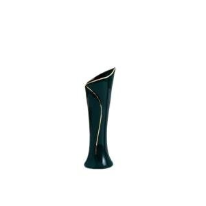 Dark Green Ceramic Vase with Gold Trim - 7