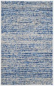 Blue and Silver Power Loomed Adirondack Rug, 0.6m x 1.2m