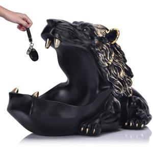 Black and Gold Resin Lion Key Bowl