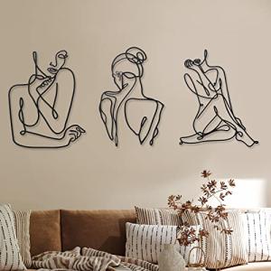 3-Piece Minimalist Metal Woman Wall Art Set