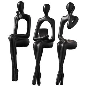 Abstract Black Resin Statue for Modern Home Decor