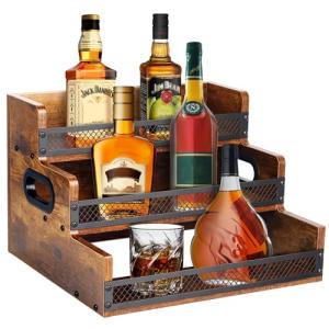 3-Tier Liquor Bottle Display Shelf with Handles
