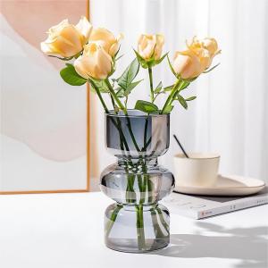 Gray 7-Inch Hydroponic Glass Flower Vases
