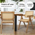 Breathable Rattan Wicker Dining Chairs - Oak