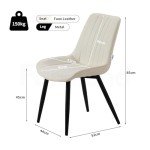 Cream Upholstered Dining Chairs with Metal Legs, Set of 2