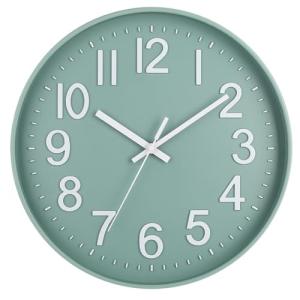 12" Silent Modern Wall Clock - Green & White