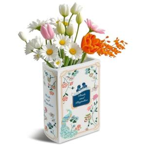 Ceramic Book Vase for Flowers and Decor