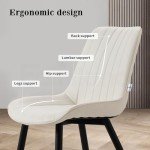 Cream Upholstered Dining Chairs with Metal Legs, Set of 2