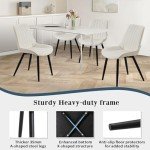 Cream Upholstered Dining Chairs with Metal Legs, Set of 2