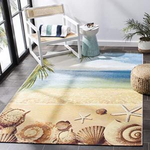 Barbados Tropical Beach Seashell Area Rug, 6'6" x 9'4